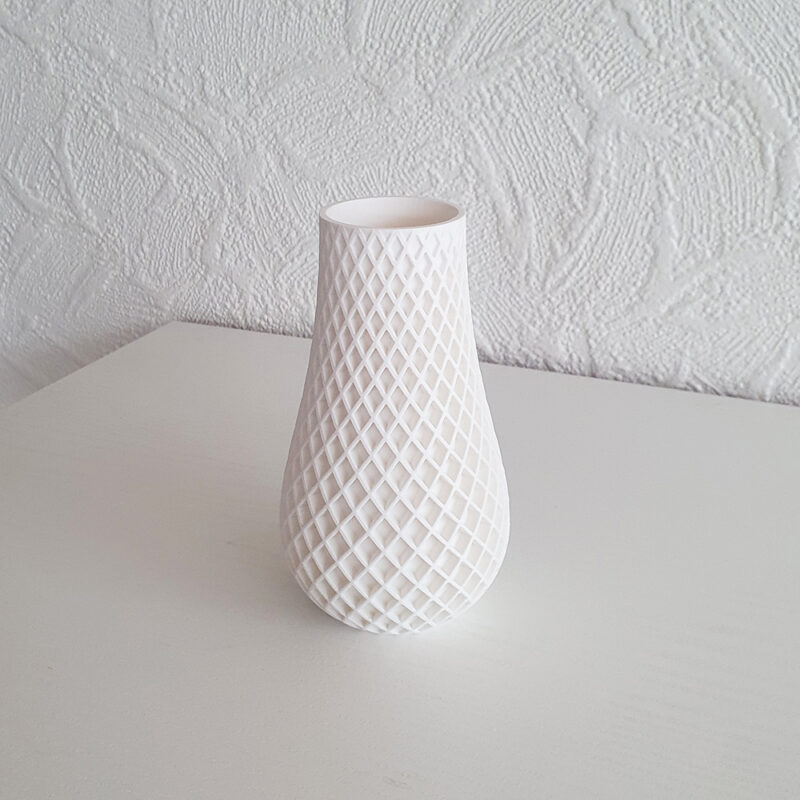 3D print: Dobbeltspiral vase - 15 cm høj - hvid