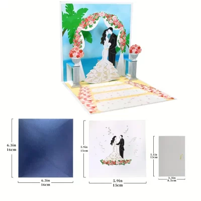 3D Pop Up Kort: Bryllupspar - Billede 5
