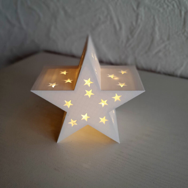 3D print: Lukket stjerne med LED lyskæde
