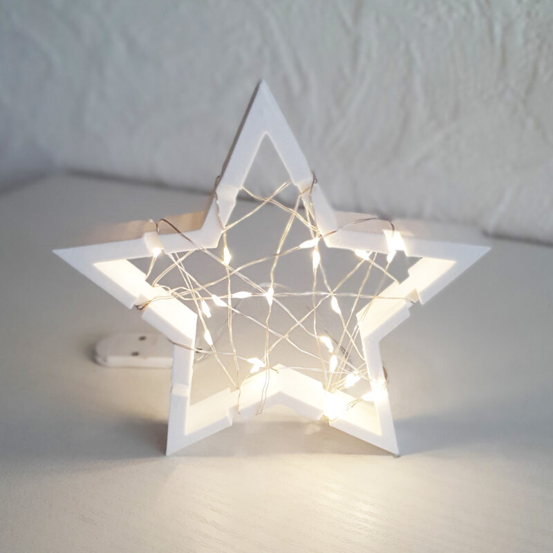 3D print: Stjerne med LED lyskæde