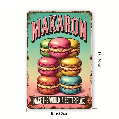 Vintage Retro Style Metalskilt: Makaron (20 x 30 cm) - Billede 3
