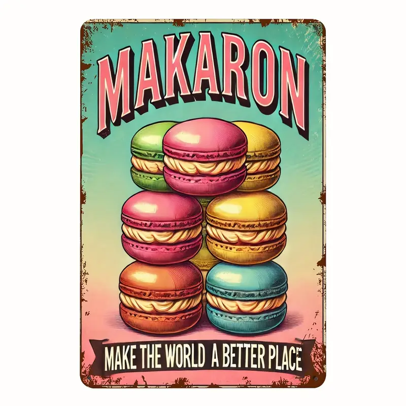 Vintage Retro Style Metalskilt: Makaron (20 x 30 cm)
