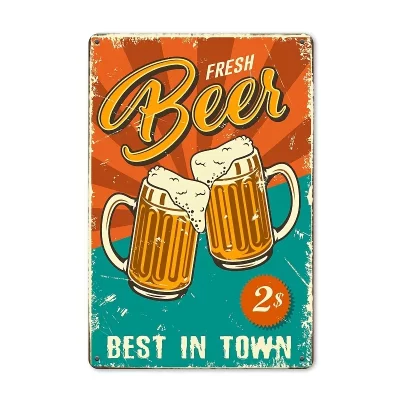 Vintage Retro Style Metalskilt: Fresh beer (20 x 30 cm) - Billede 3
