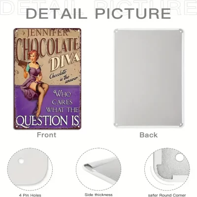 Vintage Retro Style Metalskilt: Chocolate Diva (20 x 30 cm) - Billede 3