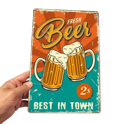 Vintage Retro Style Metalskilt: Fresh beer (20 x 30 cm) - Billede 4
