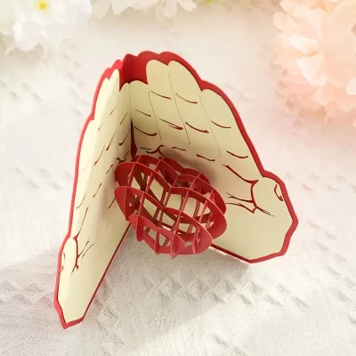 3D Pop Up Kort: Foldet hånd med rose - Billede 6