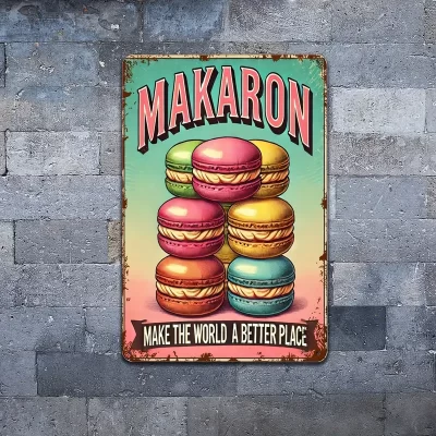 Vintage Retro Style Metalskilt: Makaron (20 x 30 cm) - Billede 4