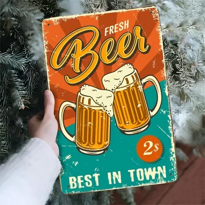 Vintage Retro Style Metalskilt: Fresh beer (20 x 30 cm) - Billede 5