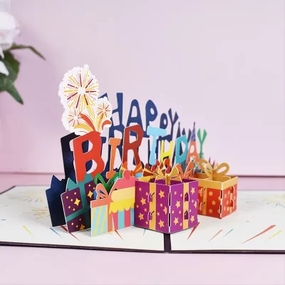 3D Pop Up Kort: Fødselsdagskort Happy Birthday - Billede 3