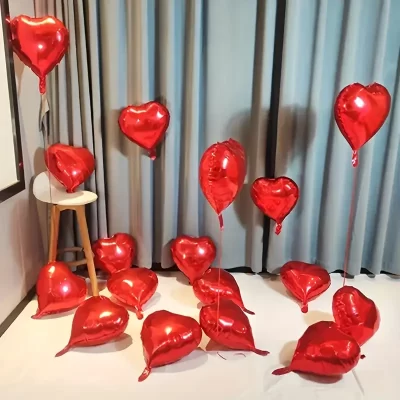 10 stk romantiske røde folie ballon hjerter - Billede 5
