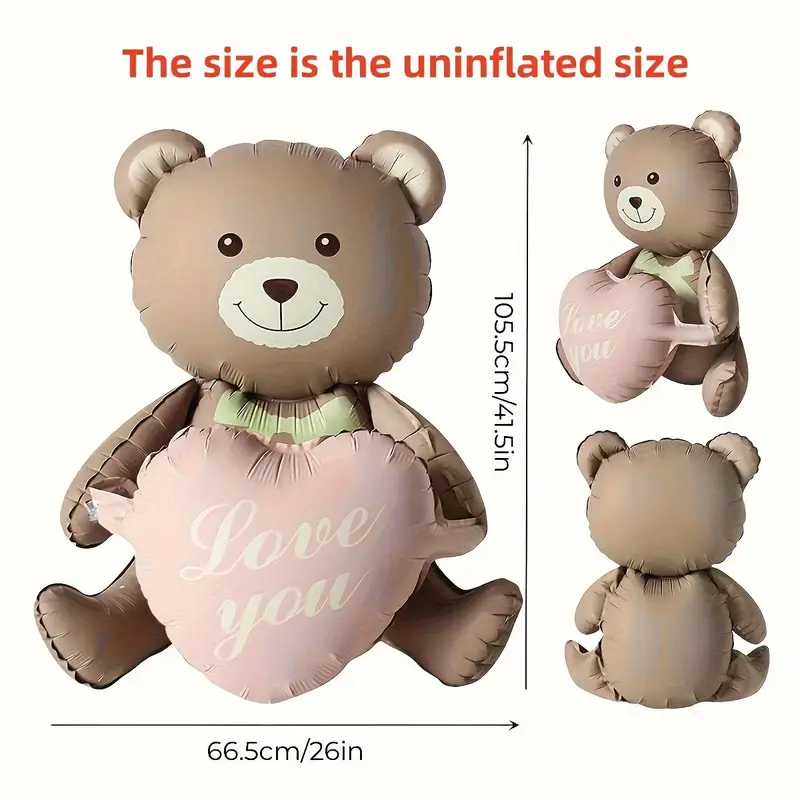 Brun bamse med hjerte: Love you - 105 x 66 cm