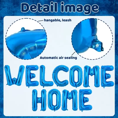 Folie balloner: "Welcome home" - Blå - Billede 4
