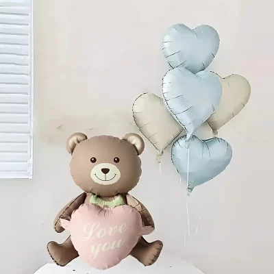 Brun bamse med hjerte: Love you - 105 x 66 cm - Billede 3