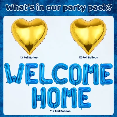 Folie balloner: "Welcome home" - Blå - Billede 3