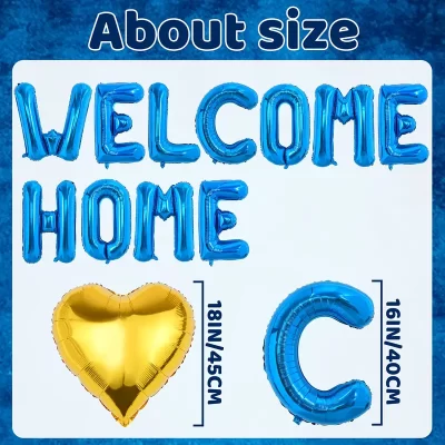 Folie balloner: "Welcome home" - Blå - Billede 7