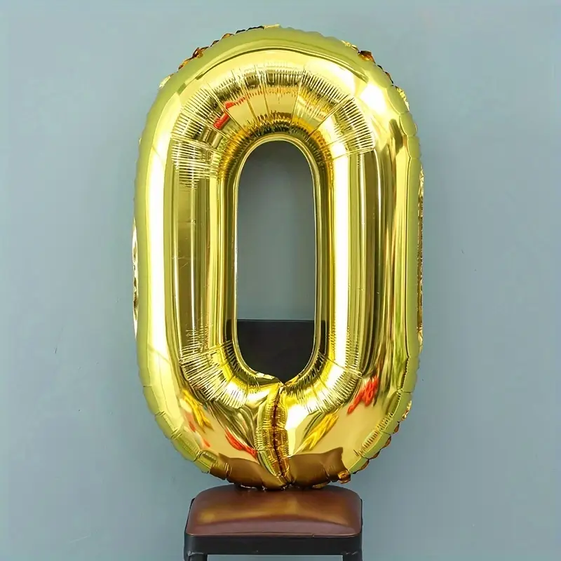 0 tal - folieballon - guldfarvet - 81 cm i højden