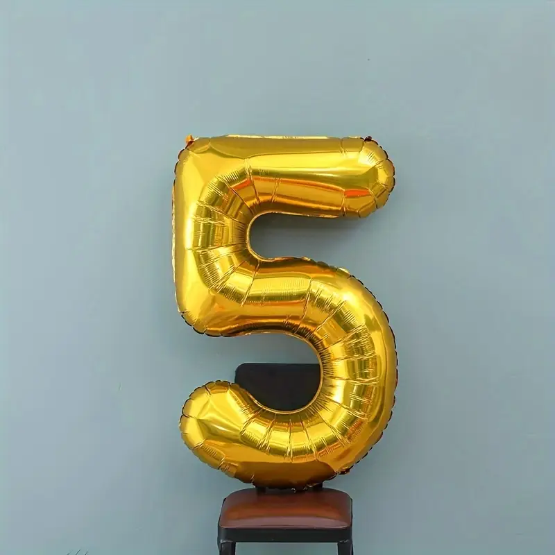 5 tal - folieballon - guldfarvet - 81 cm i højden