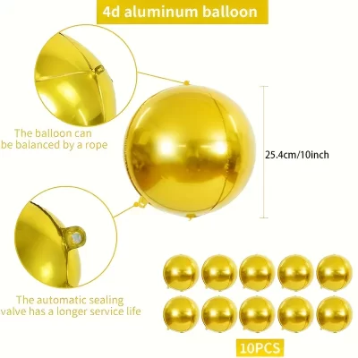 10 stk folie balloner - guldfarvet - Billede 5