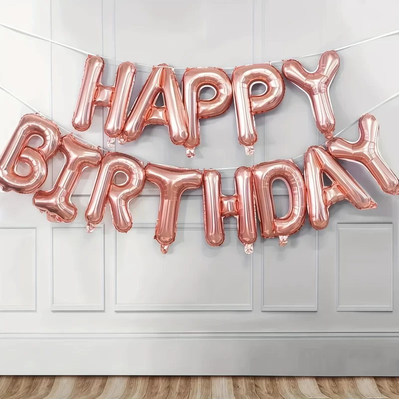 Folie balloner: "Happy birthday" - Rød gylden