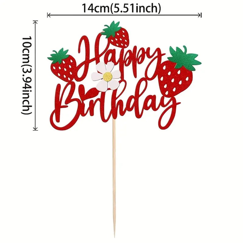 Kagetopper: Happy birthday - jordbær - Billede 3