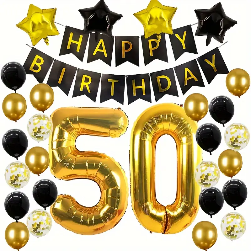 50 års - happy birthday dekorationspakke - 29 stk