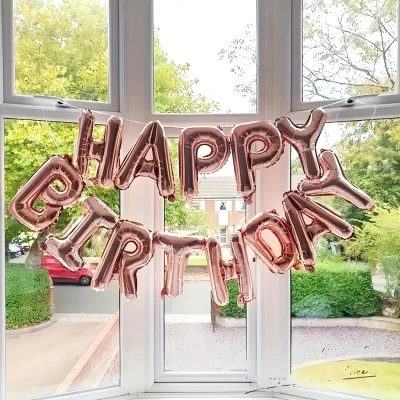 Folie balloner: "Happy birthday" - Rød gylden - Billede 3