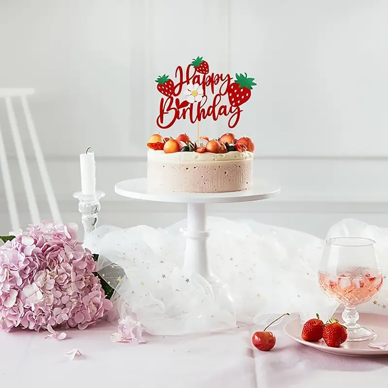 Kagetopper: Happy birthday - jordbær - Billede 4