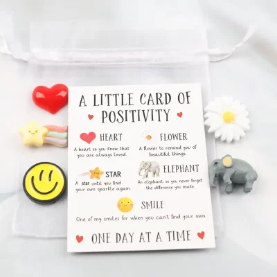 Pocket Hug / Lommekrammer: Positivitetskort med 5 genstande og tilhørende pose - Billede 7