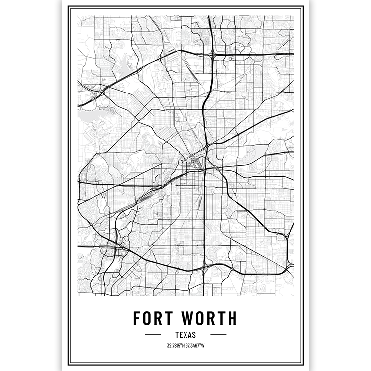 Fort Worth - Texas - USA City Map