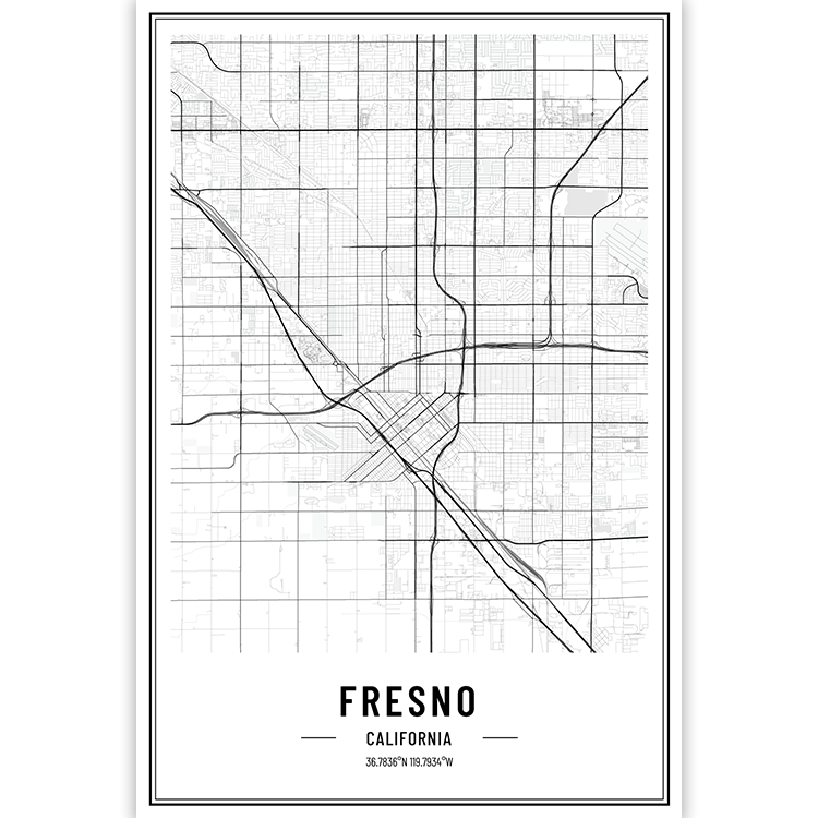 Fresno - California - USA City Map