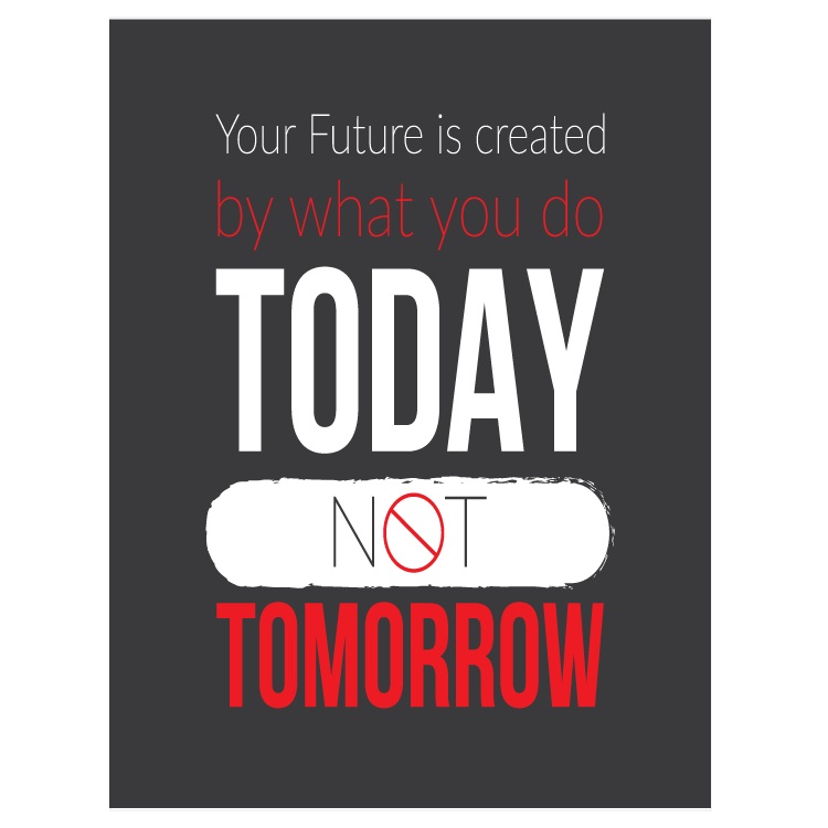 Your future is created by what youdo today - not tomorrow