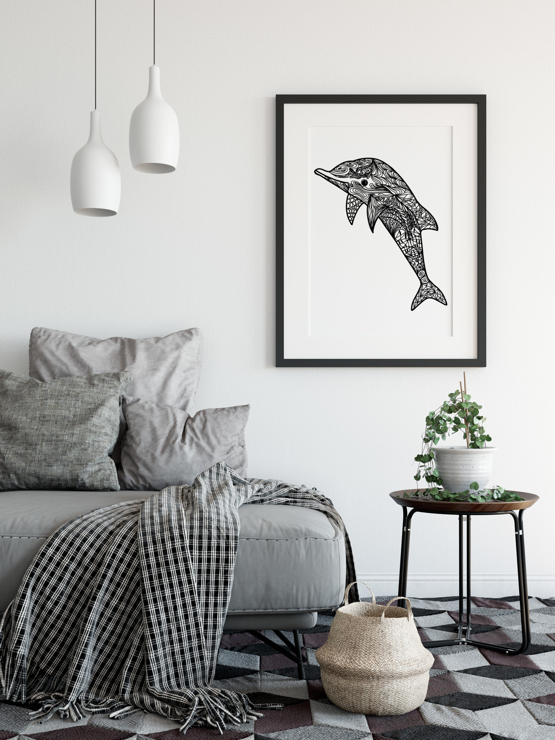 Dolphin - Zentangle Art - Billede 2