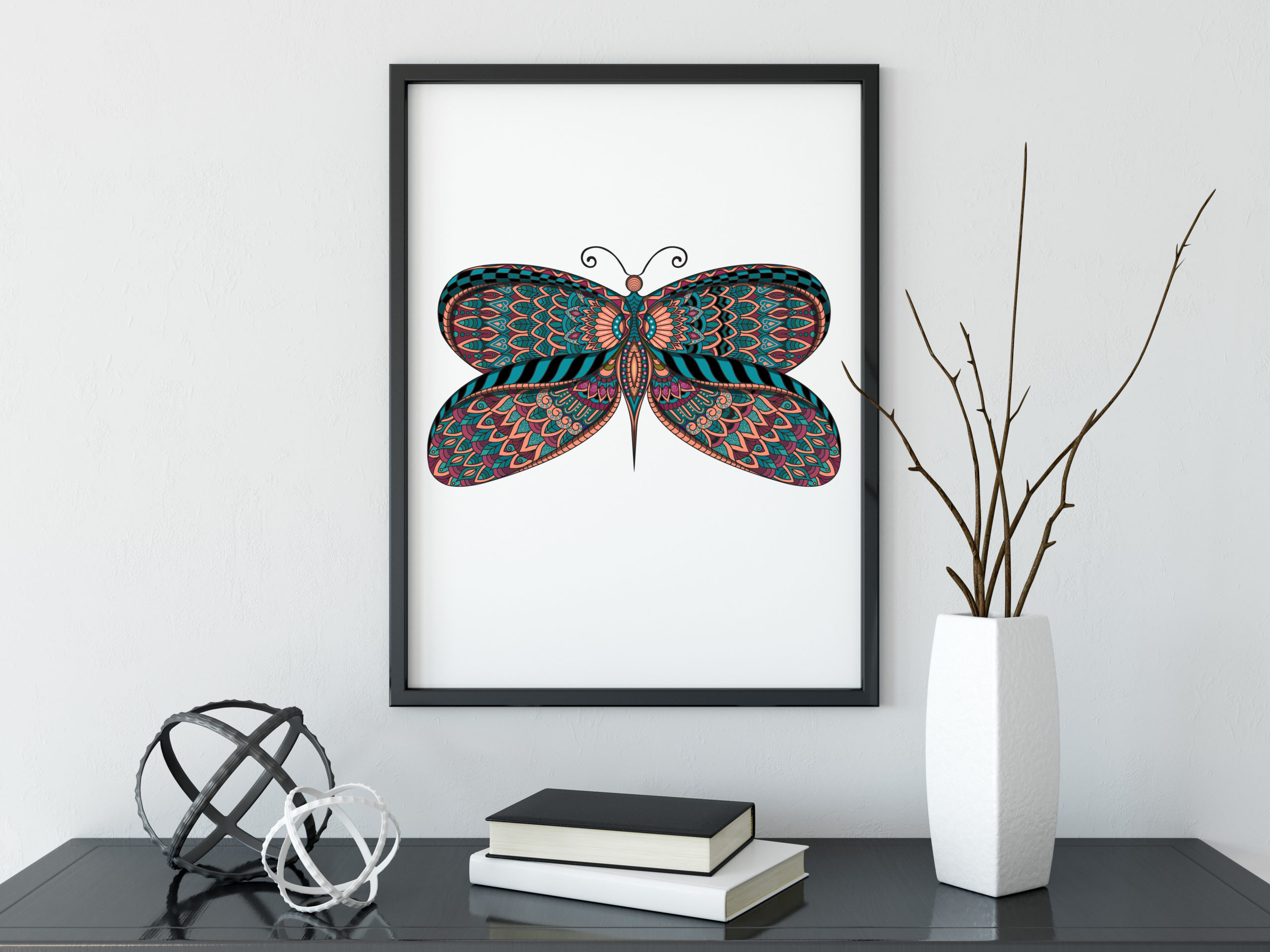 Butterfly - Colour - Zentangle Art - Billede 2