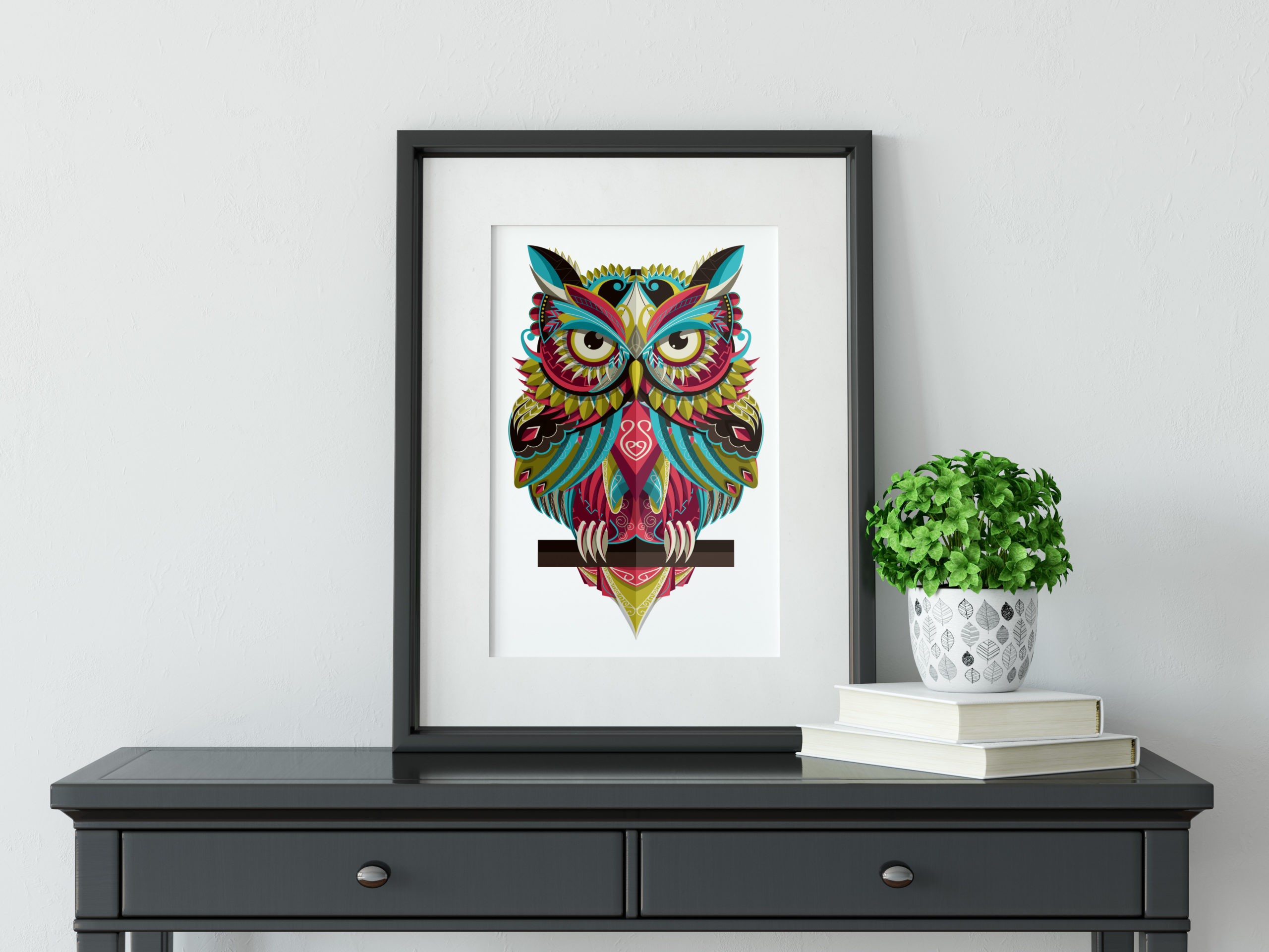 Owl 2 - Colour - Zentangle Art - Billede 2