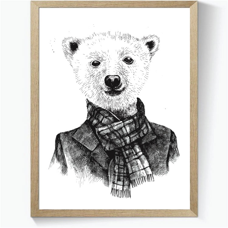 Animal Hipsters: Bear - sort/hvid