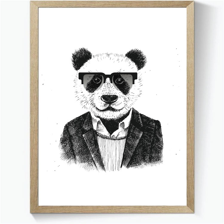 Animal Hipsters: Panda sort/hvid