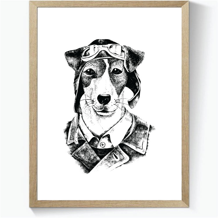 Animal Hipsters: Flyver hund - sort/hvid
