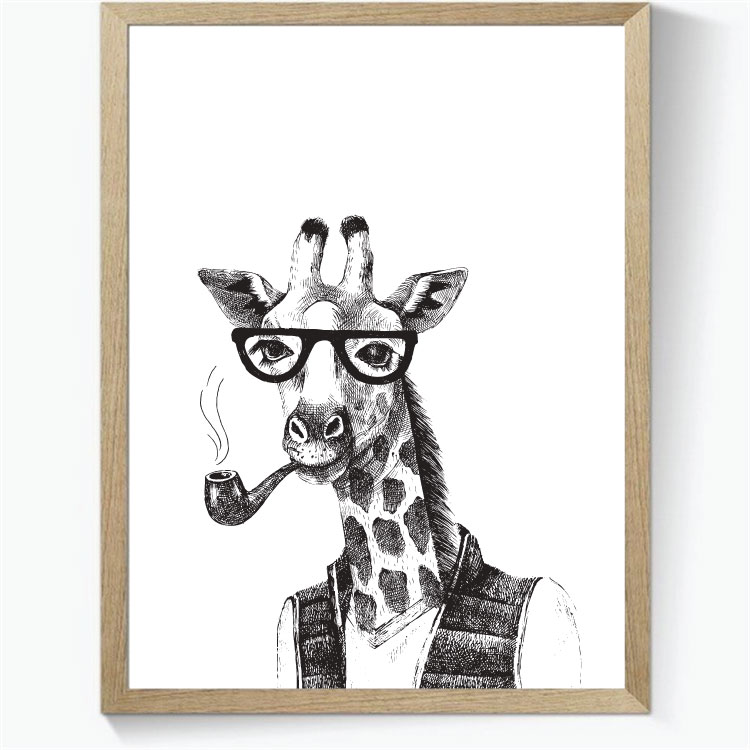 Animal Hipsters: Giraf - sort/hvid