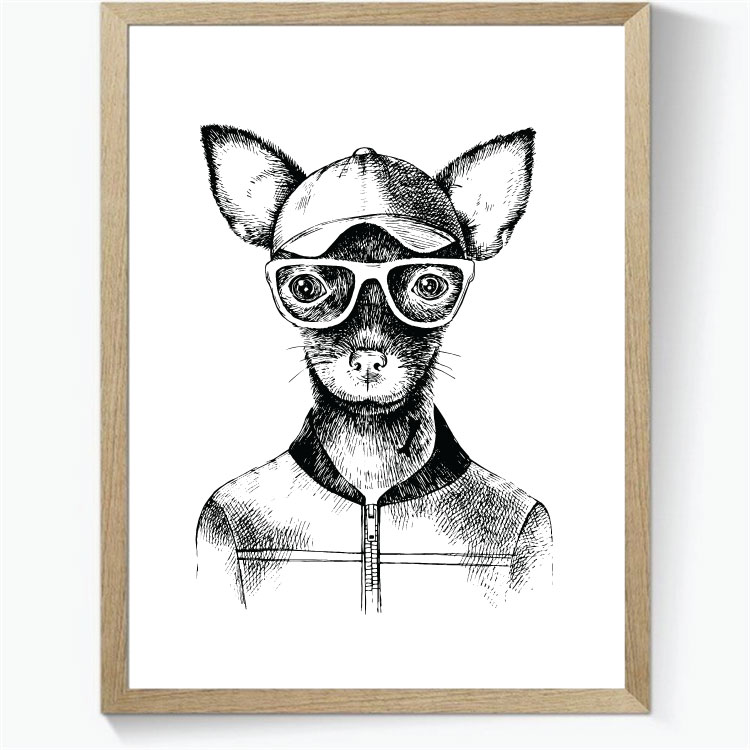 Animal Hipsters: Terrier - sort/hvid