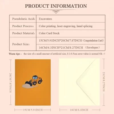 3D Pop Up Kort: Bulldozer - Billede 4