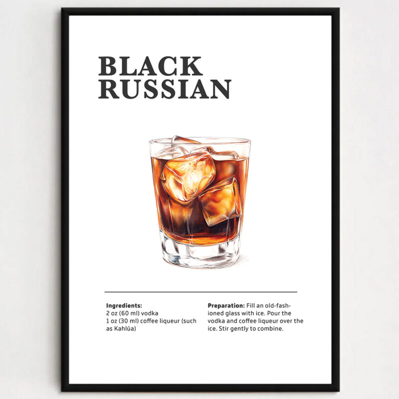 Cocktailplakat - Black Russian