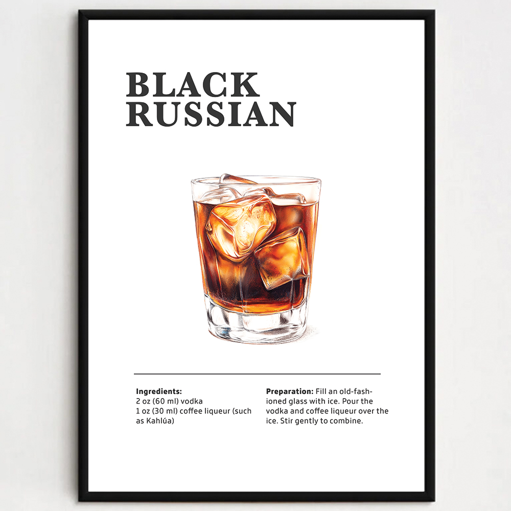 Cocktailplakat - Black Russian