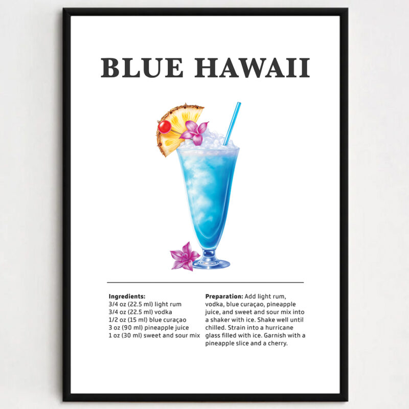 Cocktailplakat - Blue Hawaii