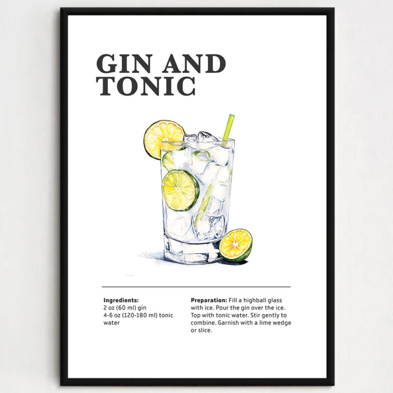 Cocktailplakat - Gin and Tonic