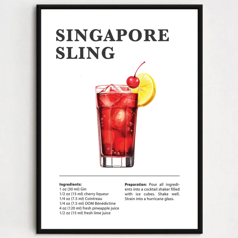 Cocktailplakat - Singapore Sling