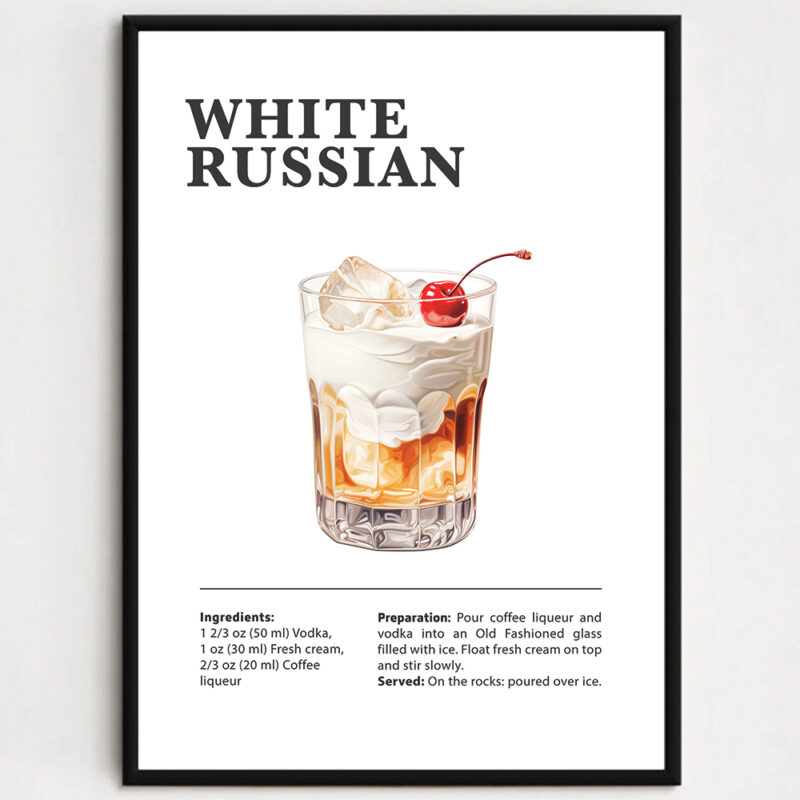Cocktailplakat - White Russian