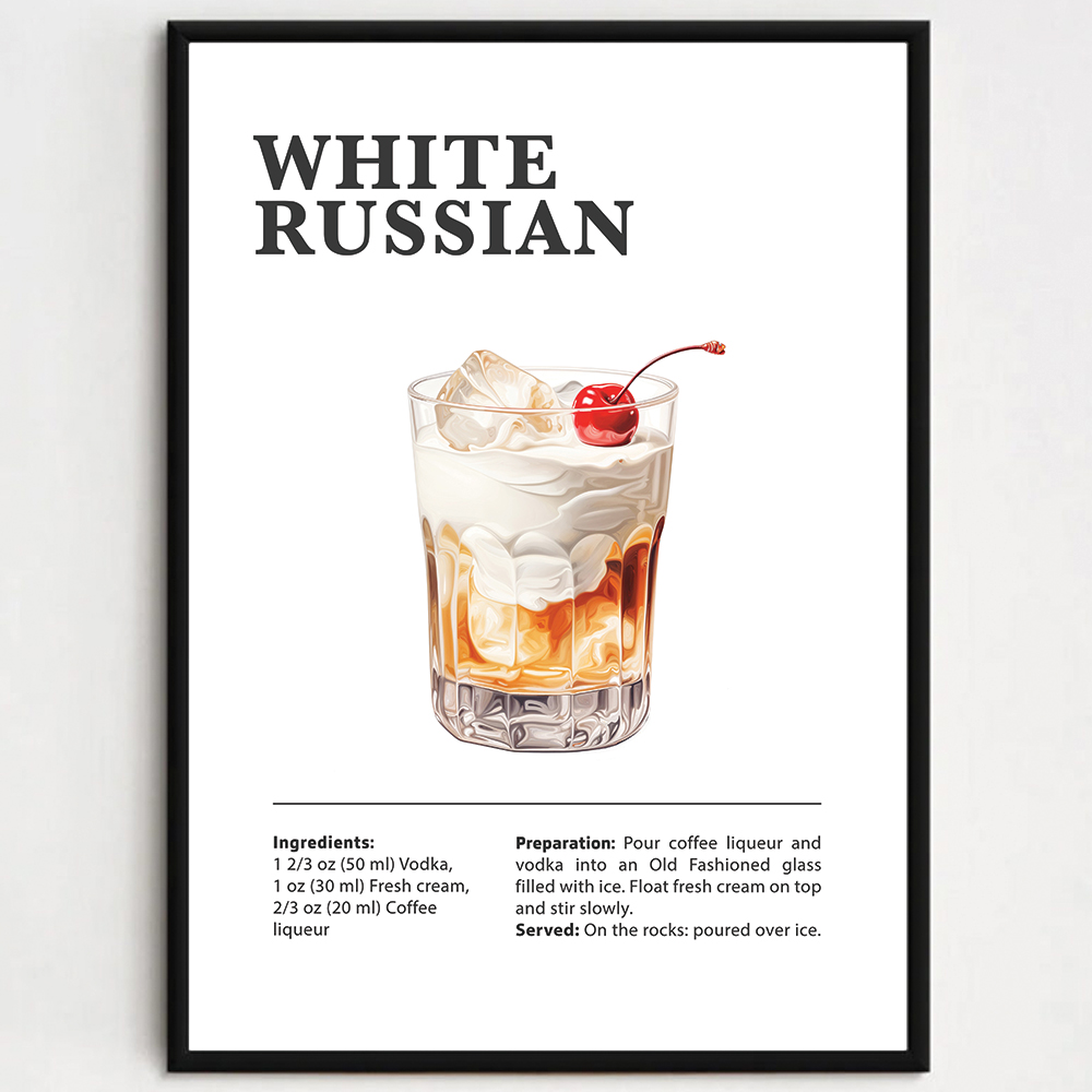 Cocktailplakat - White Russian