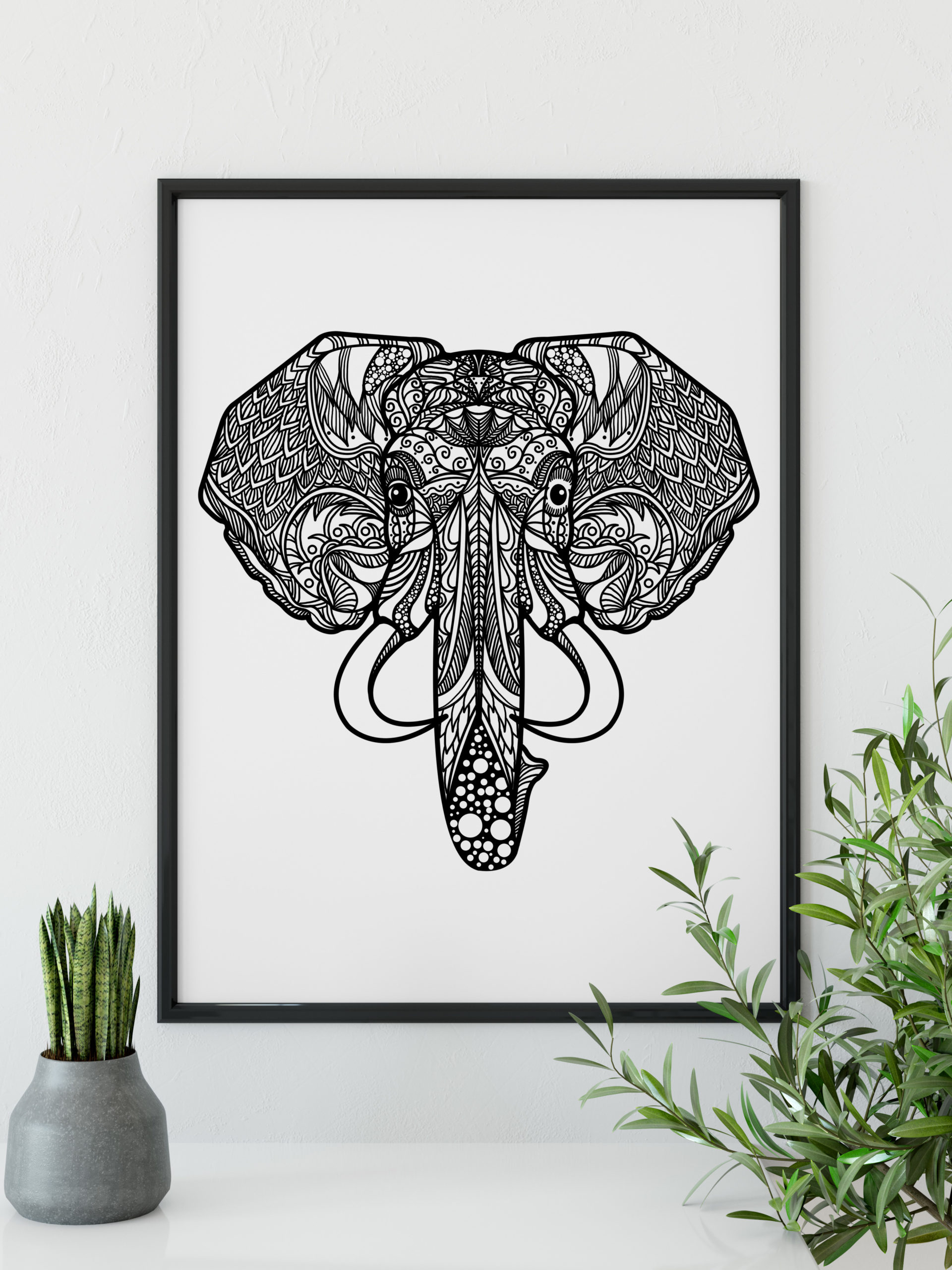 Elephant - Zentangle Art - Billede 2
