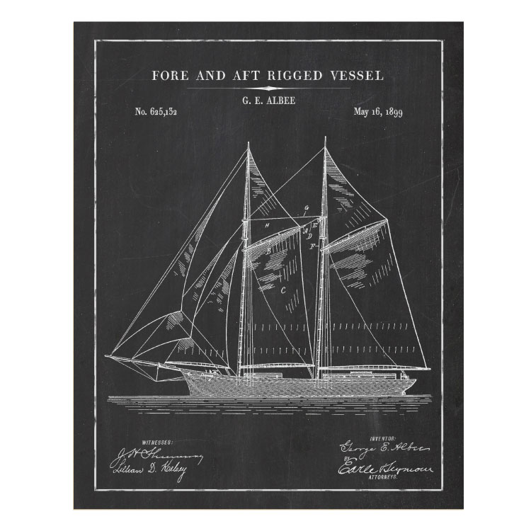Patentplakat: Fore and aft rigged vessel