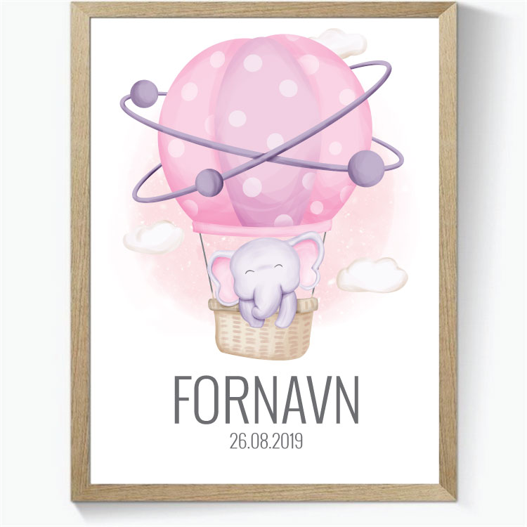 Elefant i ballon med planeter